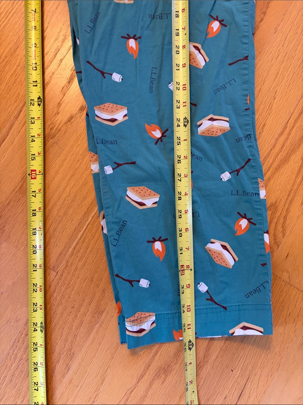 L.L. Bean cotton pajama pants size medium petite s’mores teal loungewear - Picture 7 of 9